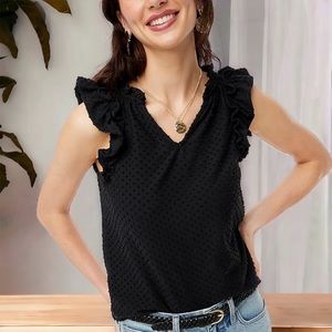 NWT J.CREW Ruffle-Sleeve Clip Dot-Top